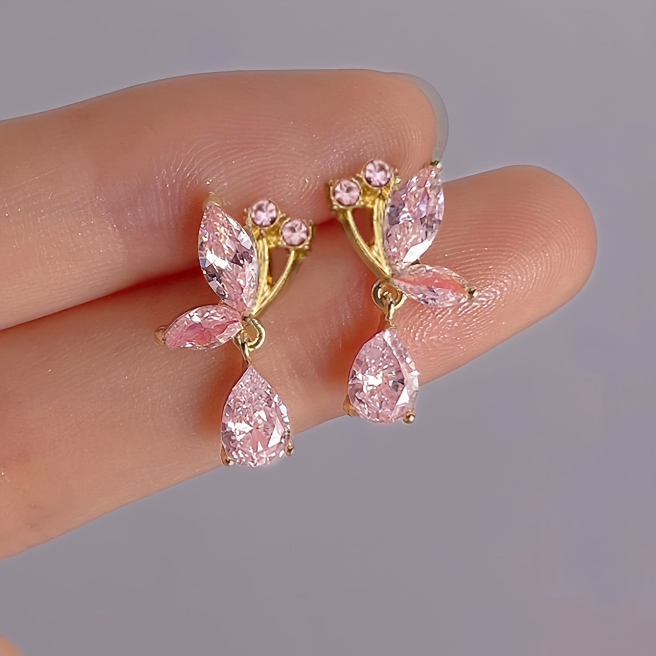 High-End Butterfly Bow Artificial Glass Earrings